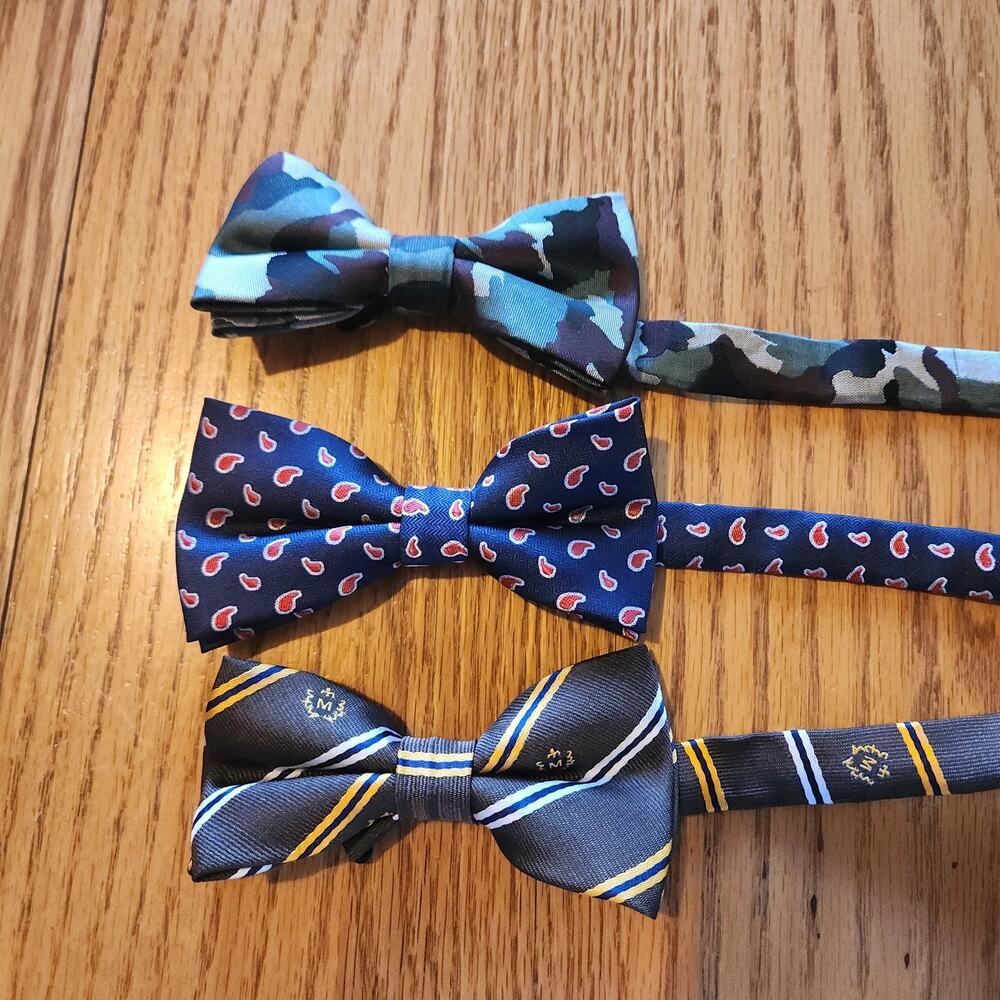 3 Men Camouflage Paisley Jacquard Bowtie Pre-tied Wedding Bow Tie Adjustable